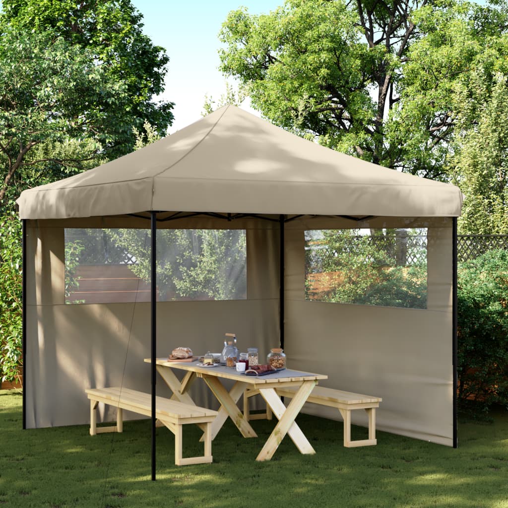 Partyzelt Faltbar Pop-Up Mit 4 Seitenteilen Taupe