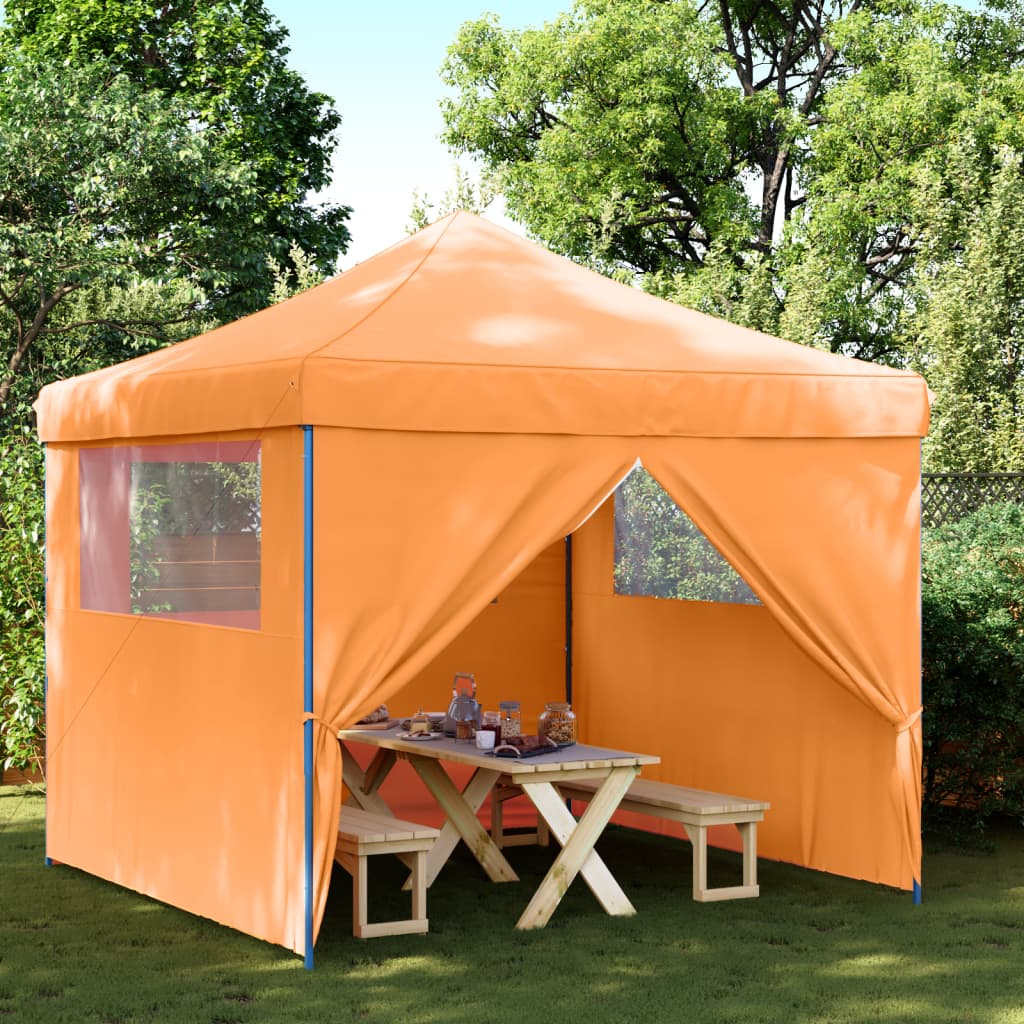 Partyzelt Faltbar Pop-Up Mit 2 Seitenteilen Orange
