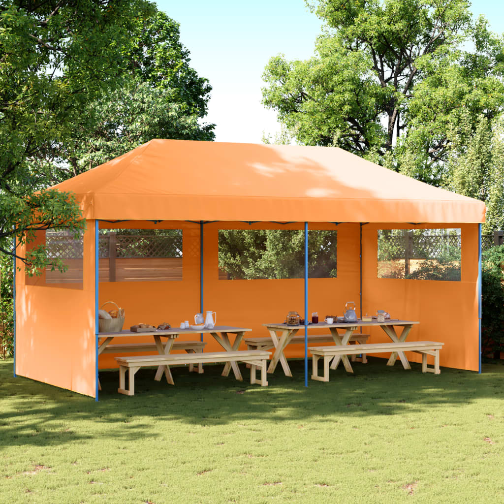 Partyzelt Faltbar Pop-Up Mit 3 Seitenteilen Orange