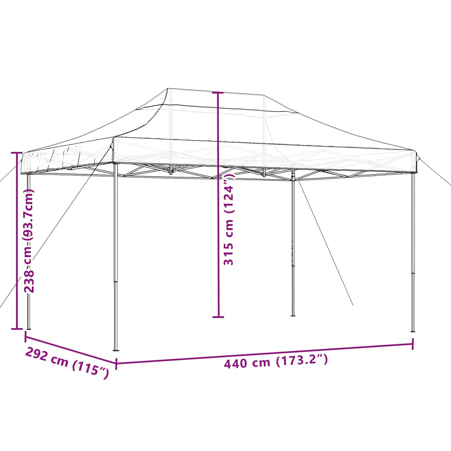 Partyzelt Faltbar Pop-Up 440X292X315 Cm Beige