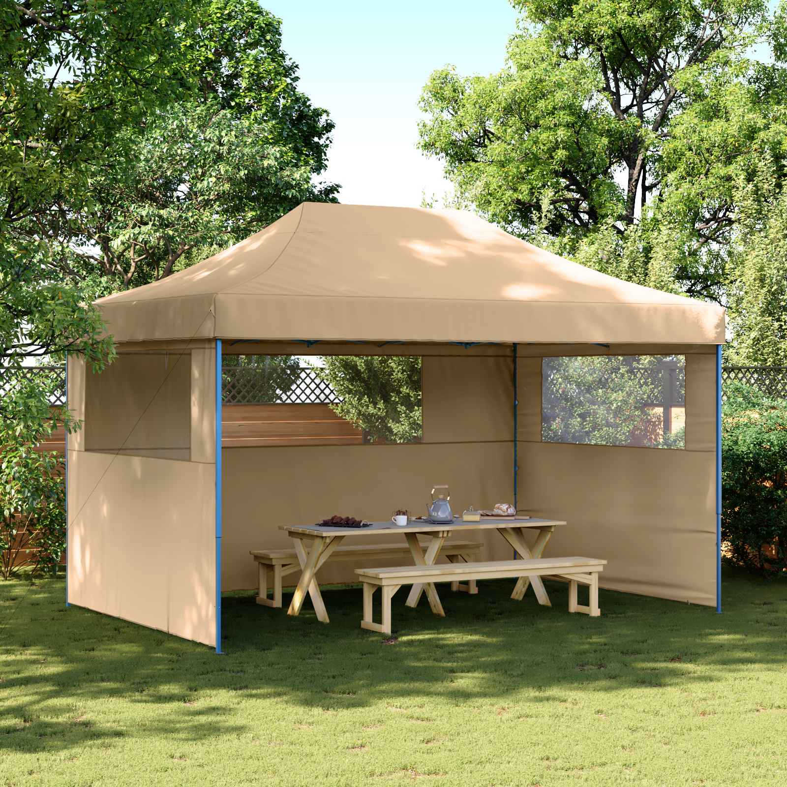Partyzelt Faltbar Pop-Up 440X292X315 Cm Beige