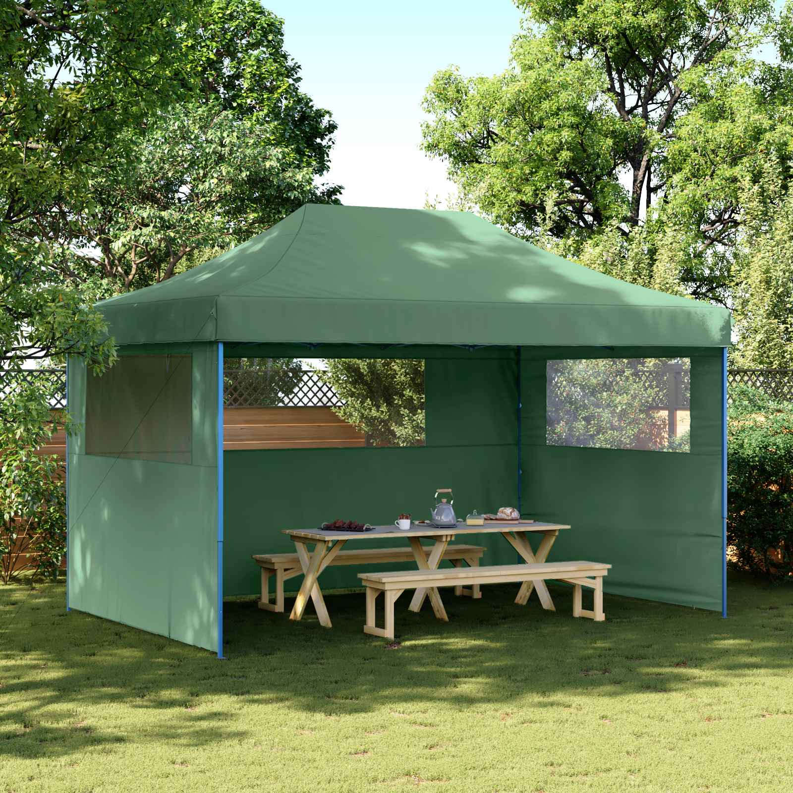 Partyzelt Faltbar Pop-Up Mit 4 Seitenteilen Grün