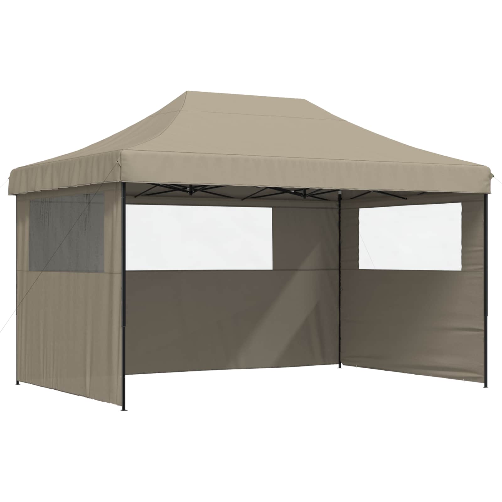 Partyzelt Faltbar Pop-Up Mit 3 Seitenteilen Taupe