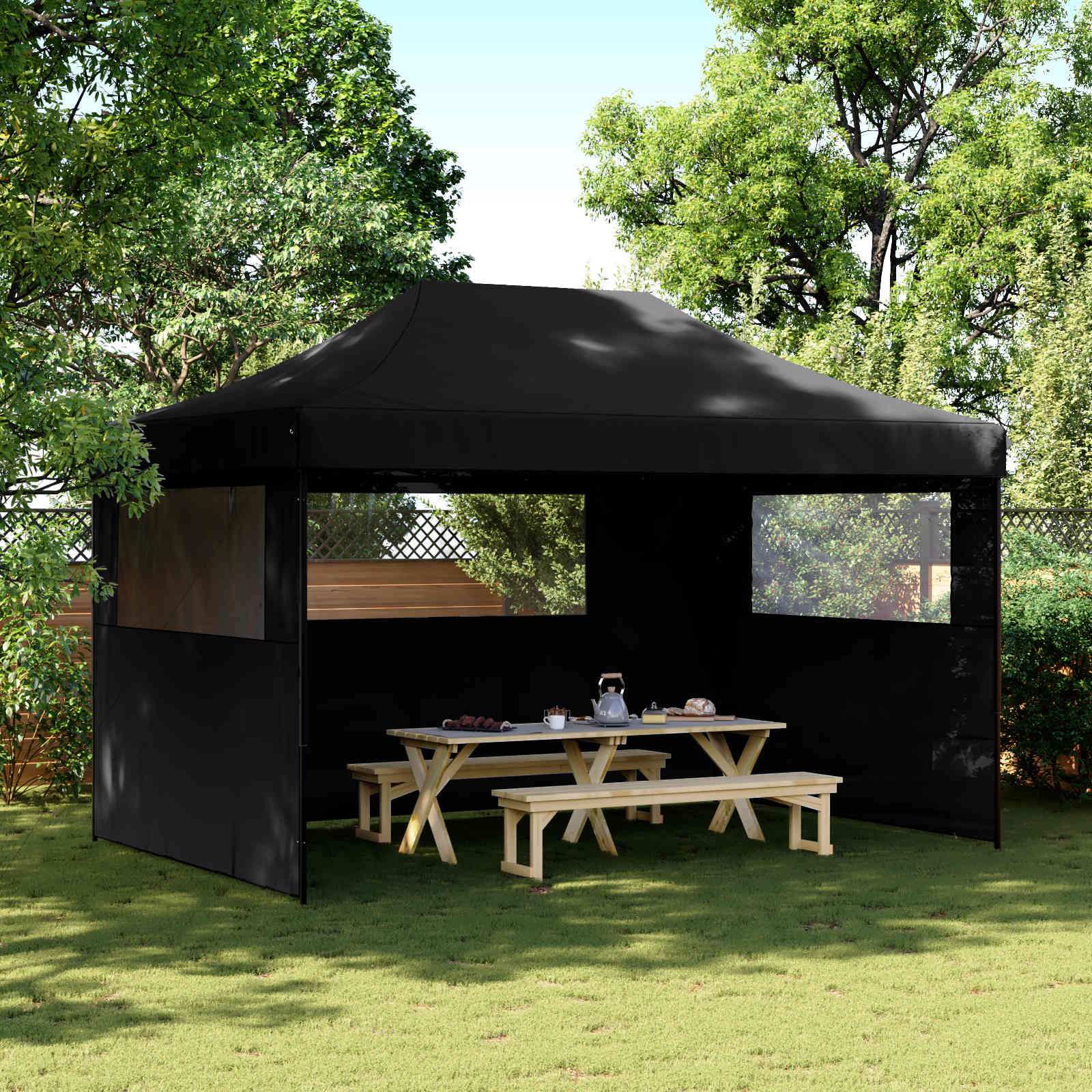 Partyzelt Faltbar Pop-Up 440X292X315 Cm Schwarz