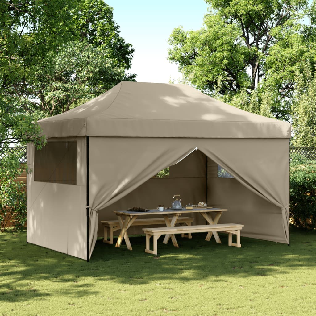Partyzelt Faltbar Pop-Up Mit 3 Seitenteilen Taupe