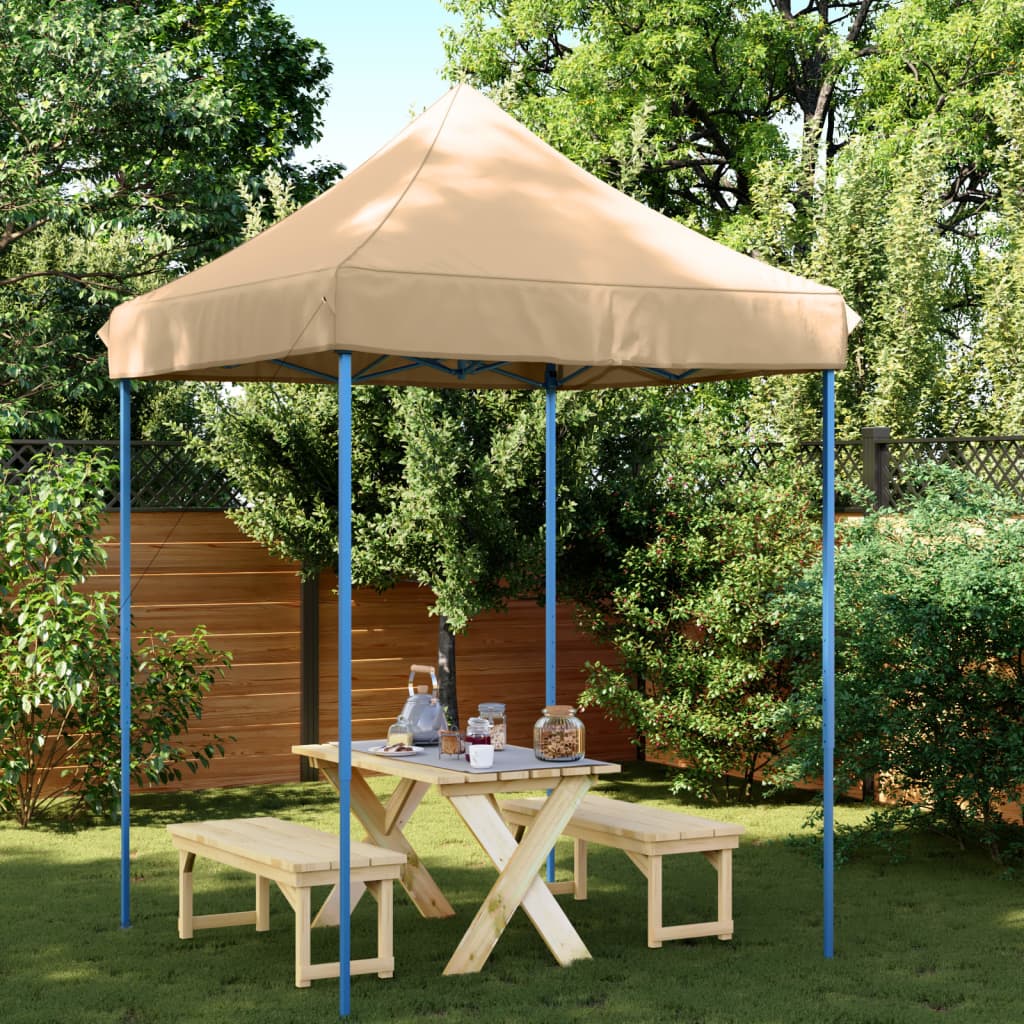 Partyzelt Faltbar Pop-Up Mit 2 Seitenteilen Beige