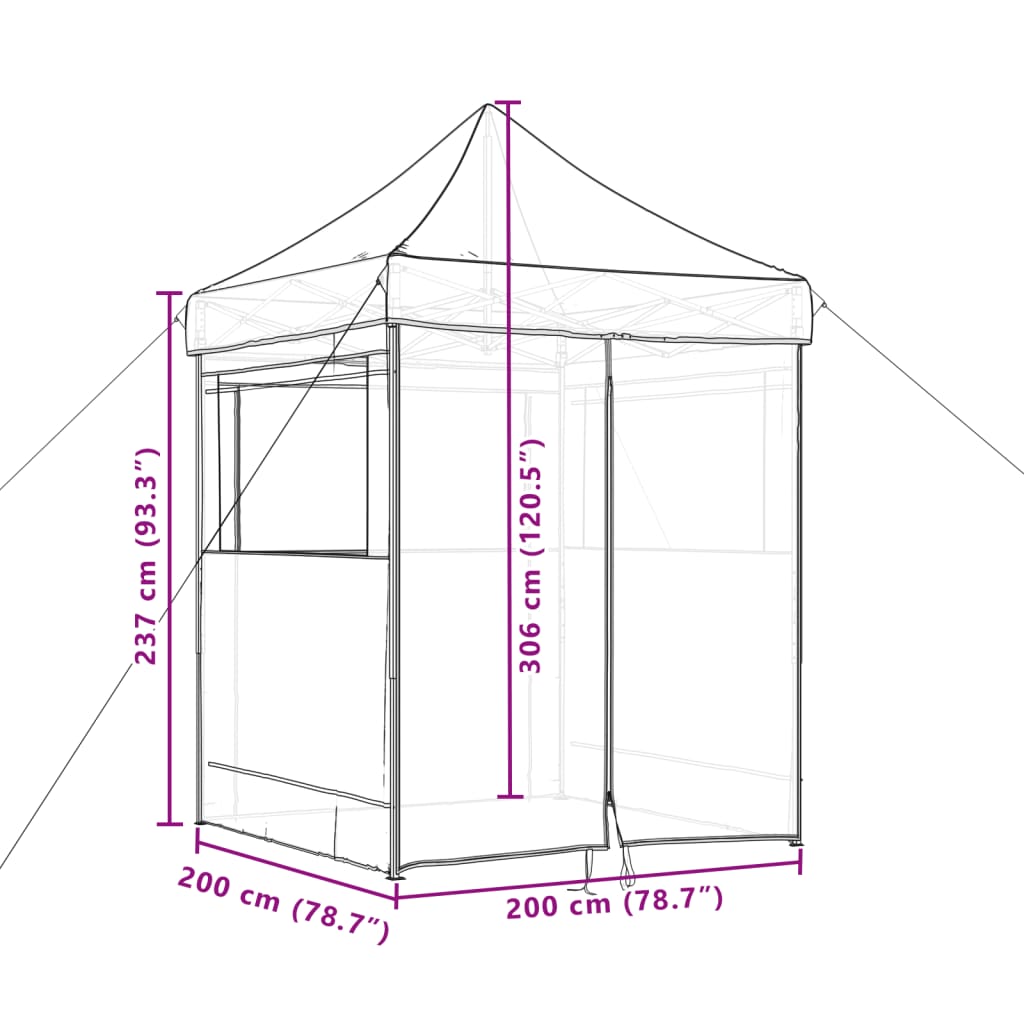 Partyzelt Faltbar Pop-Up Mit 4 Seitenteilen Braun