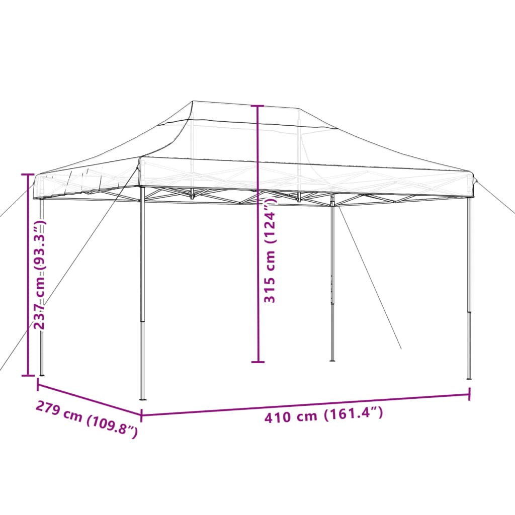Partyzelt Faltbar Pop-Up 410X279X315 Cm Schwarz