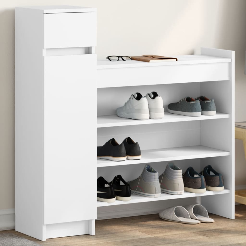 Schuhschrank 100,5X28X100 Cm Holzwerkstoff Weiß