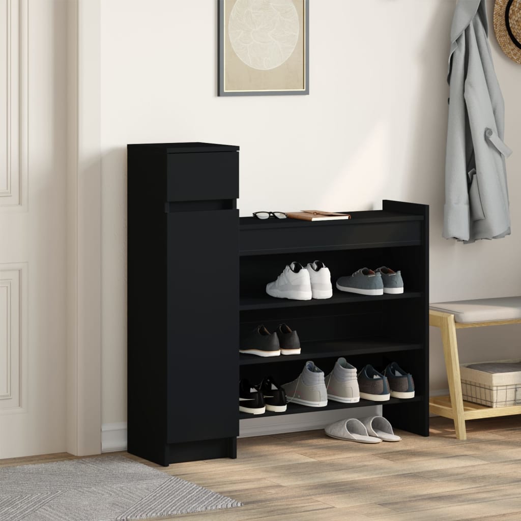Schuhschrank 100,5X28X100 Cm Holzwerkstoff Schwarz