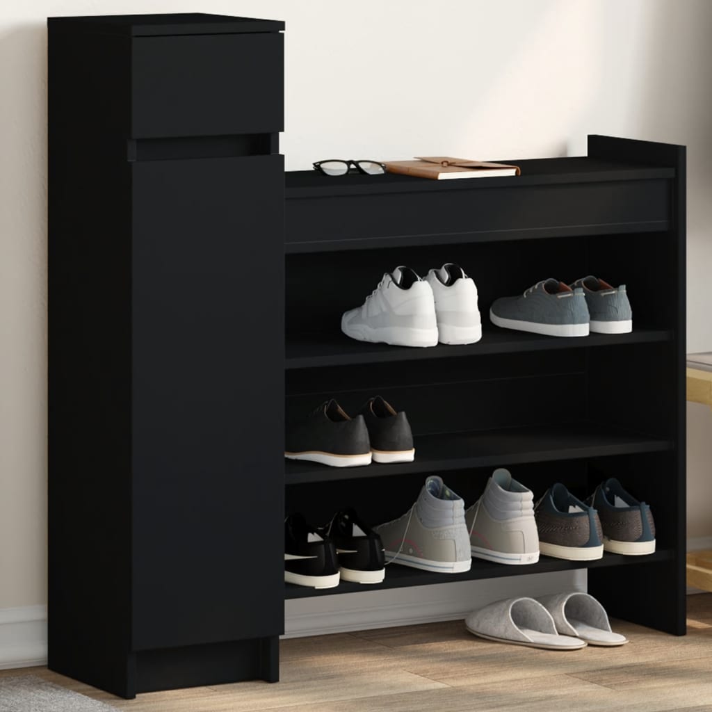 Schuhschrank 100,5X28X100 Cm Holzwerkstoff Schwarz