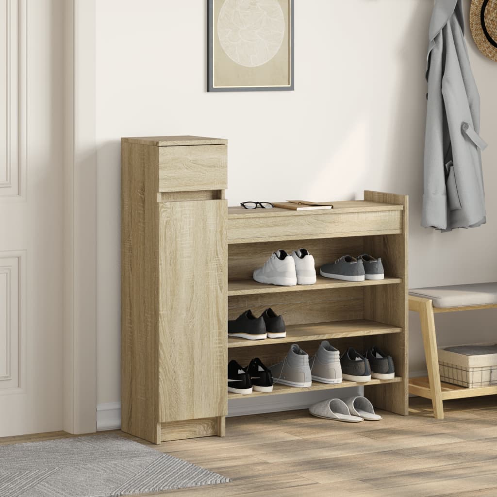 Schuhschrank Sonoma-Eiche 100,5X28X100 Cm Holzwerkstoff Sonoma Eiche