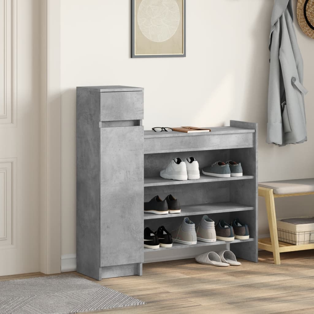 Schuhschrank 100,5X28X100 Cm Holzwerkstoff Betongrau