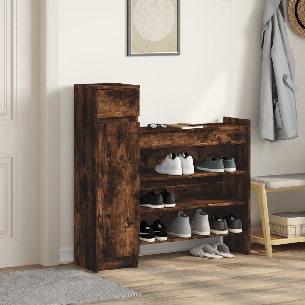 Schuhschrank 100,5X28X100 Cm Holzwerkstoff Räuchereiche