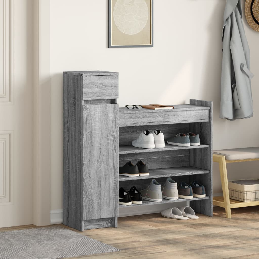 Schuhschrank 100,5X28X100 Cm Holzwerkstoff Grau Sonoma