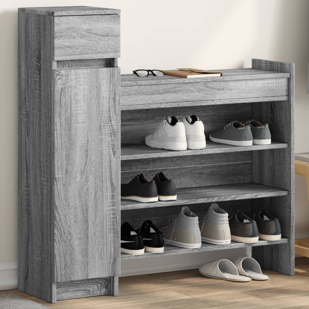 Schuhschrank 100,5X28X100 Cm Holzwerkstoff Grau Sonoma