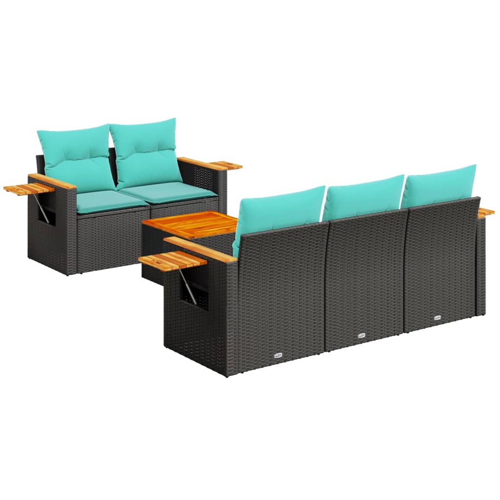 6-Tlg. Garten-Sofagarnitur Mit Kissen Poly Rattan