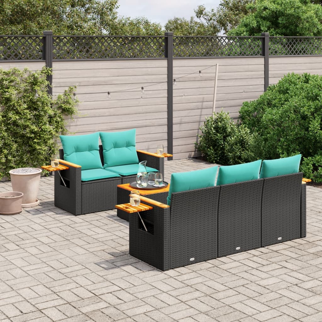 6-Tlg. Garten-Sofagarnitur Mit Kissen Poly Rattan