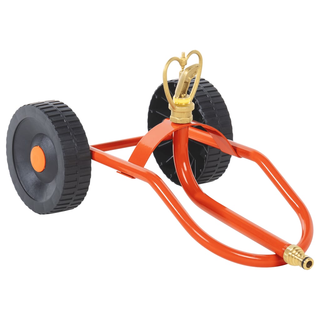 Sprinkler-Schlitten Mit Rädern Und Drehbarem Kopf Rot Stahl Dunkelbraun