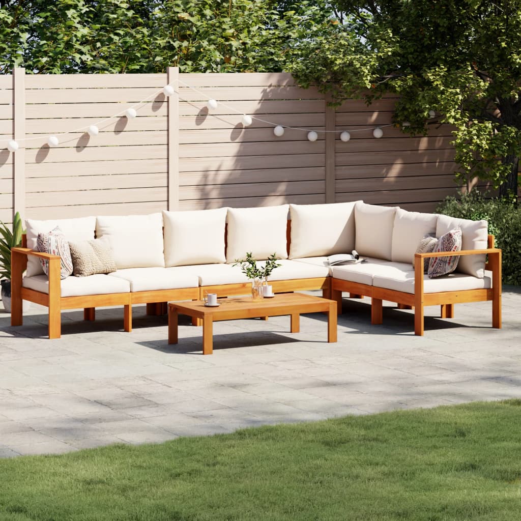 6-Tlg. Garten-Sofagarnitur Mit Kissen Massivholz Akazie