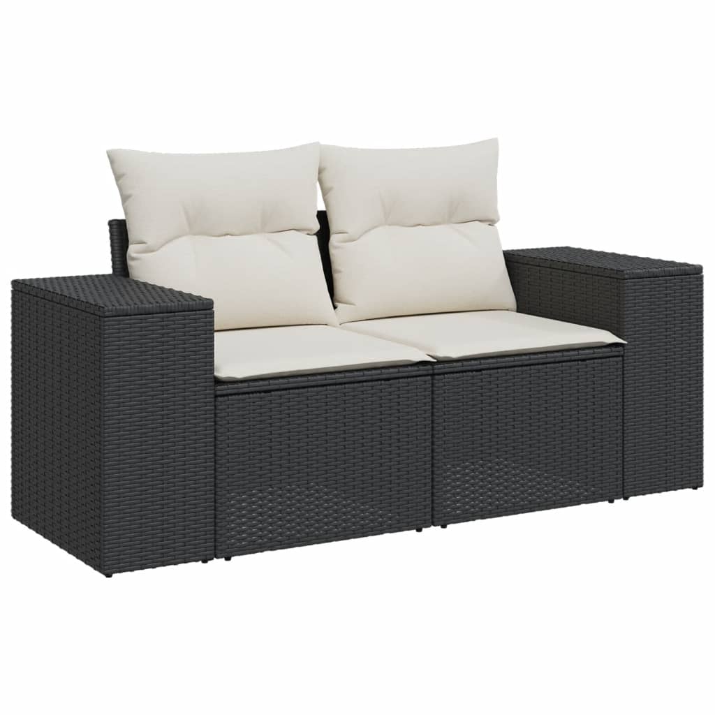 4-Tlg. Garten-Sofagarnitur Mit Kissen Schwarz Poly Rattan