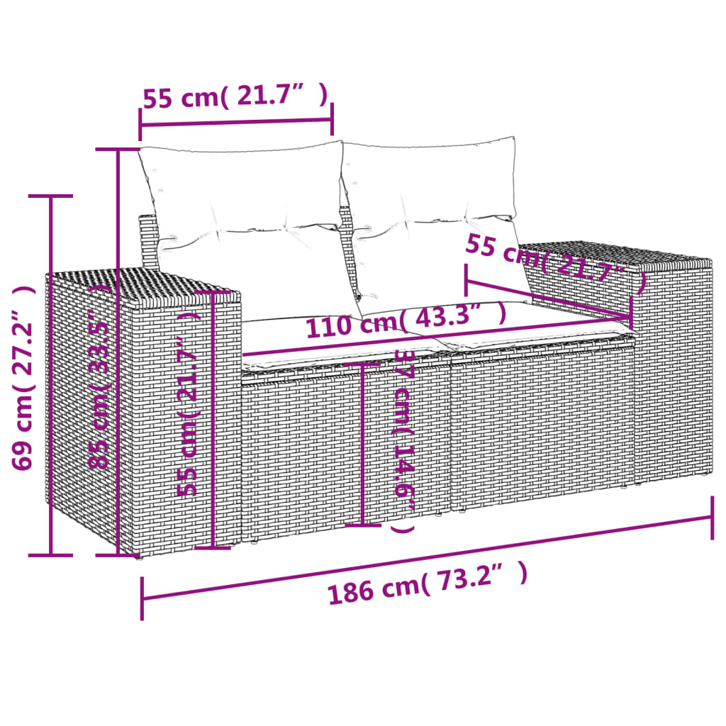 4-Tlg. Garten-Sofagarnitur Mit Kissen Schwarz Poly Rattan
