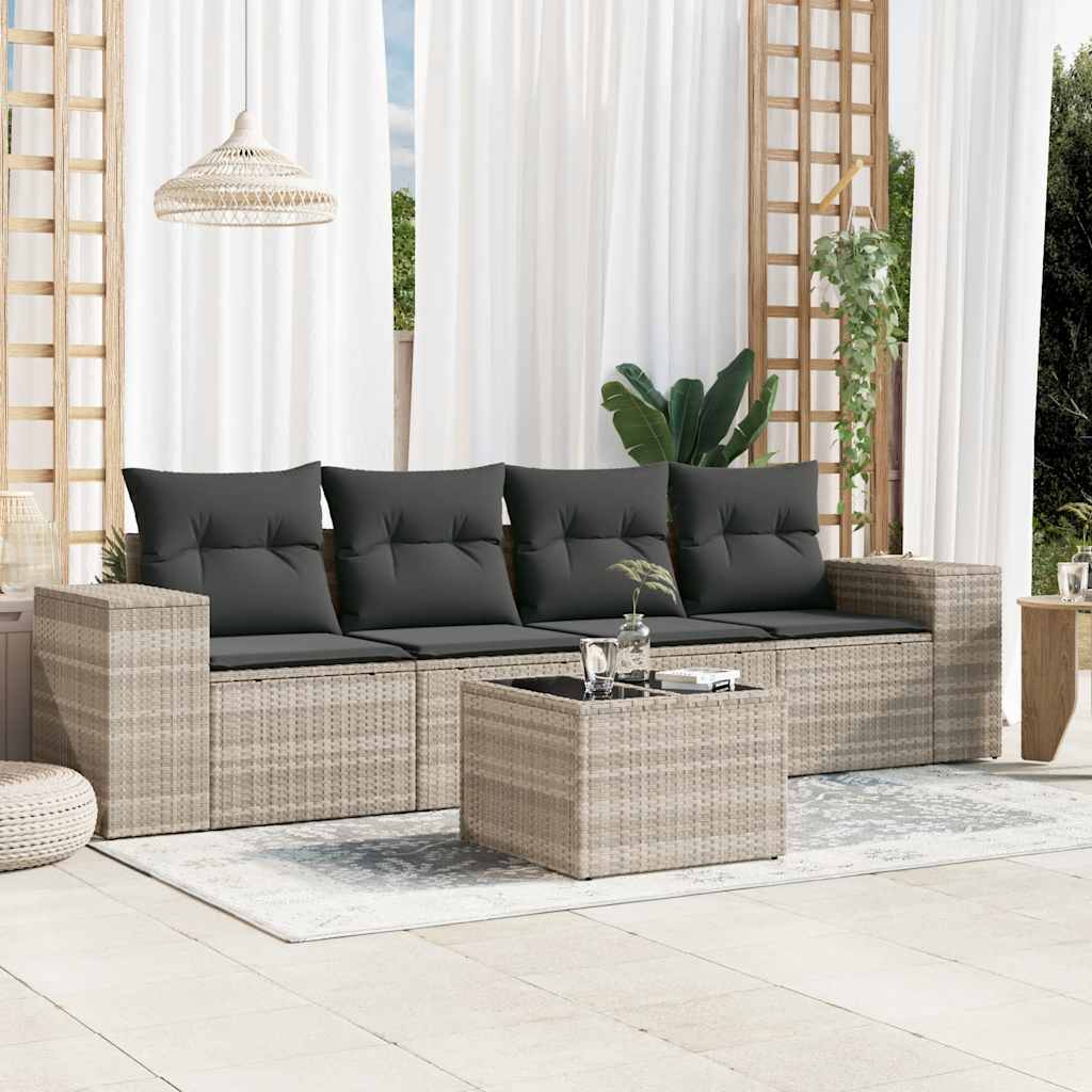 4-Tlg. Garten-Sofagarnitur Mit Kissen Schwarz Poly Rattan