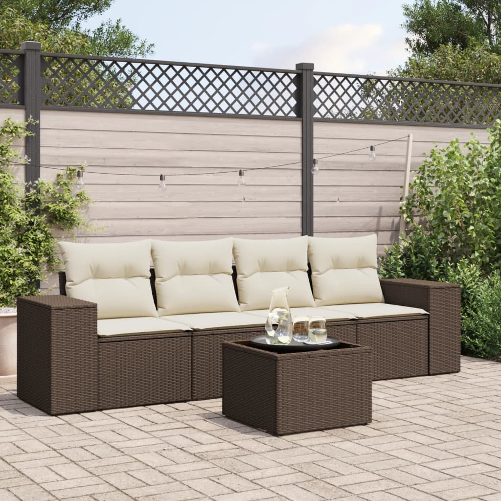 4-Tlg. Garten-Sofagarnitur Mit Kissen Schwarz Poly Rattan