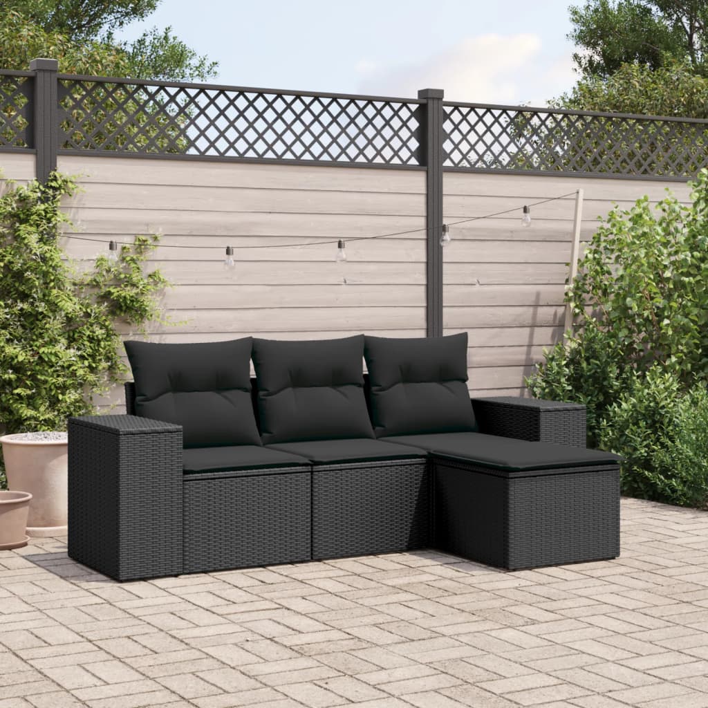 5-Tlg. Garten-Sofagarnitur Mit Kissen Poly Rattan