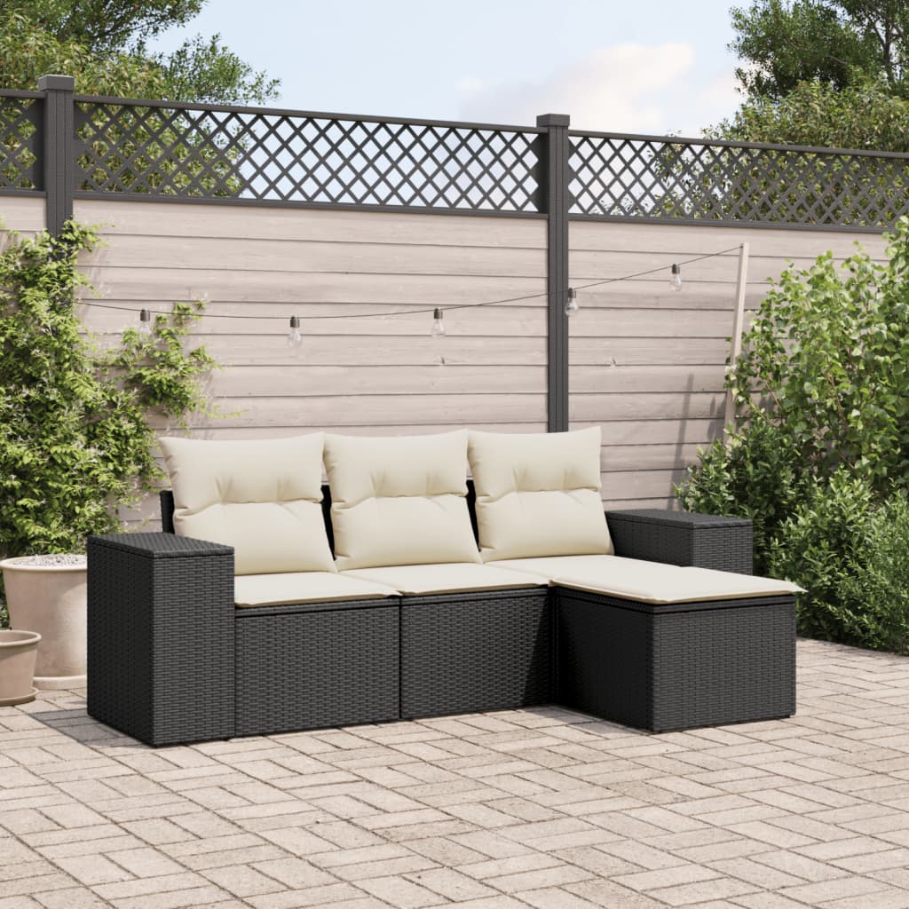 5-Tlg. Garten-Sofagarnitur Mit Kissen Poly Rattan