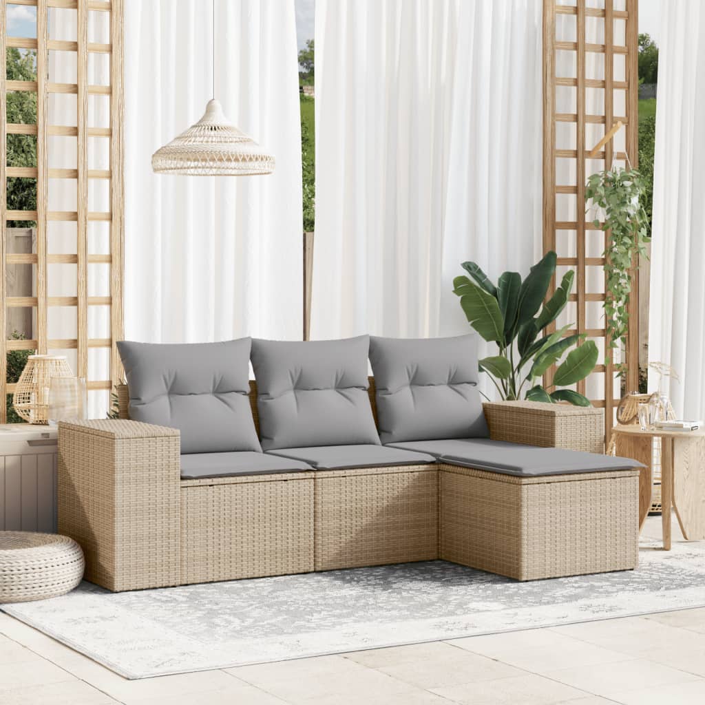 5-Tlg. Garten-Sofagarnitur Mit Kissen Poly Rattan