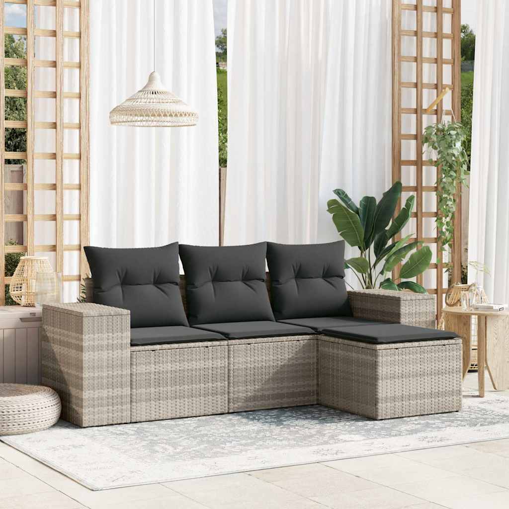5-Tlg. Garten-Sofagarnitur Mit Kissen Poly Rattan