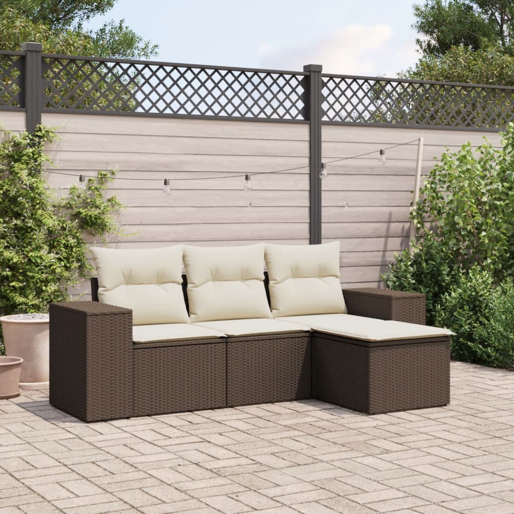 5-Tlg. Garten-Sofagarnitur Mit Kissen Poly Rattan