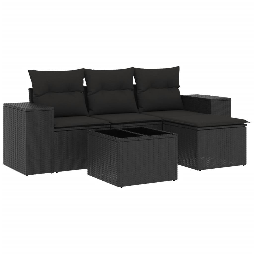 5-Tlg. Garten-Sofagarnitur Mit Kissen Poly Rattan