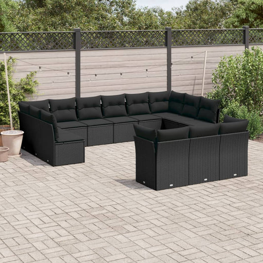 13-Tlg. Garten-Sofagarnitur Mit Kissen Poly Rattan