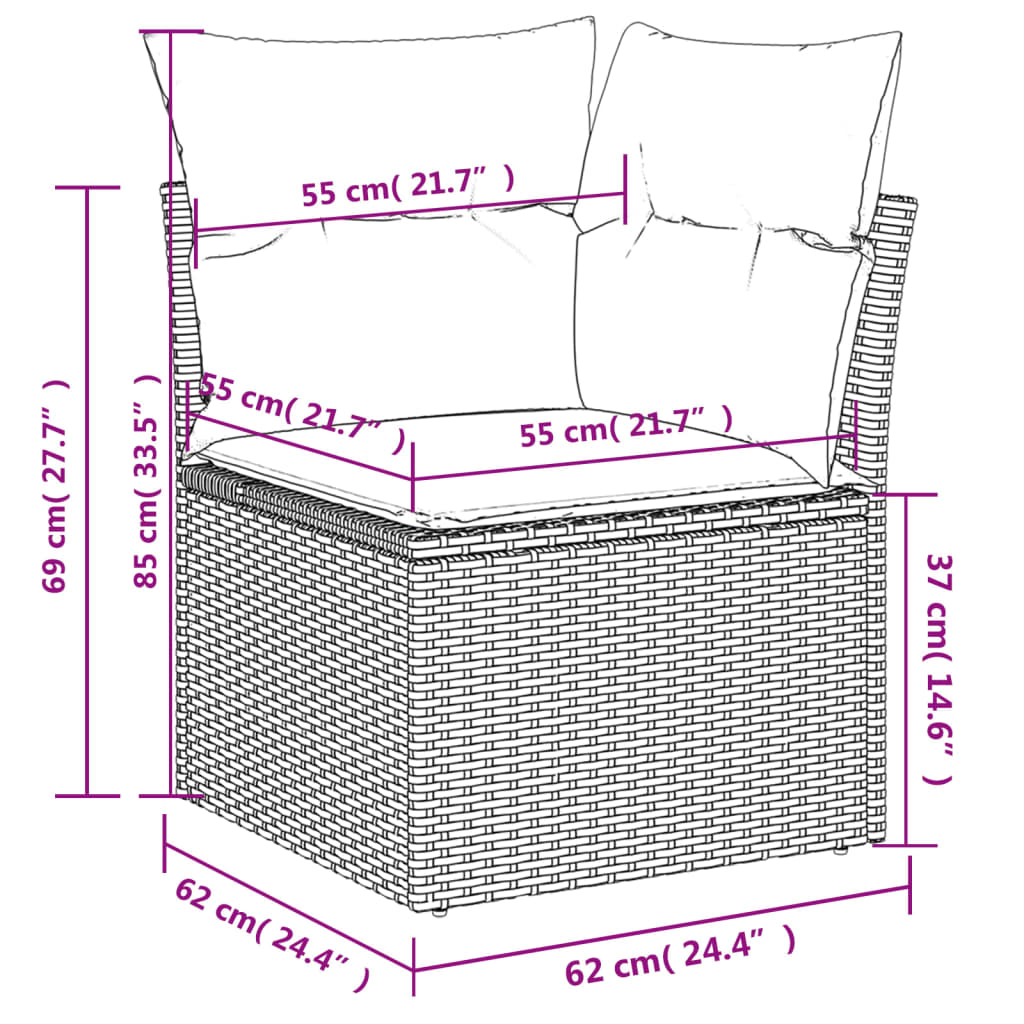 10-Tlg. Garten-Sofagarnitur Mit Kissen Schwarz Poly Rattan