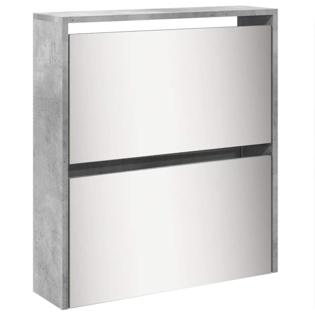 Schuhschrank Mit Spiegel 5 Fächer 63X17X169,5 Cm Betongrau
