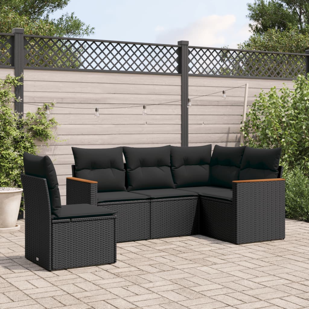 6-Tlg. Garten-Sofagarnitur Mit Kissen Beige Poly Rattan