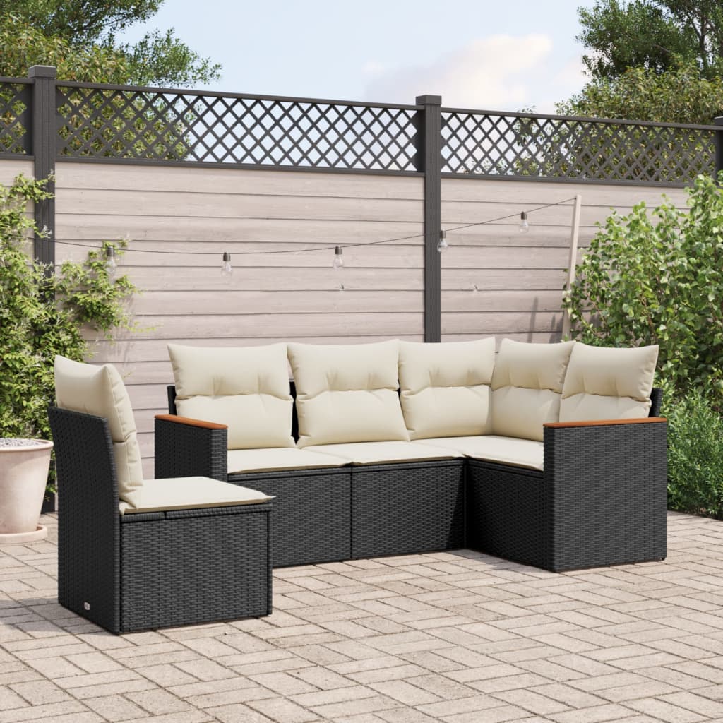 6-Tlg. Garten-Sofagarnitur Mit Kissen Beige Poly Rattan