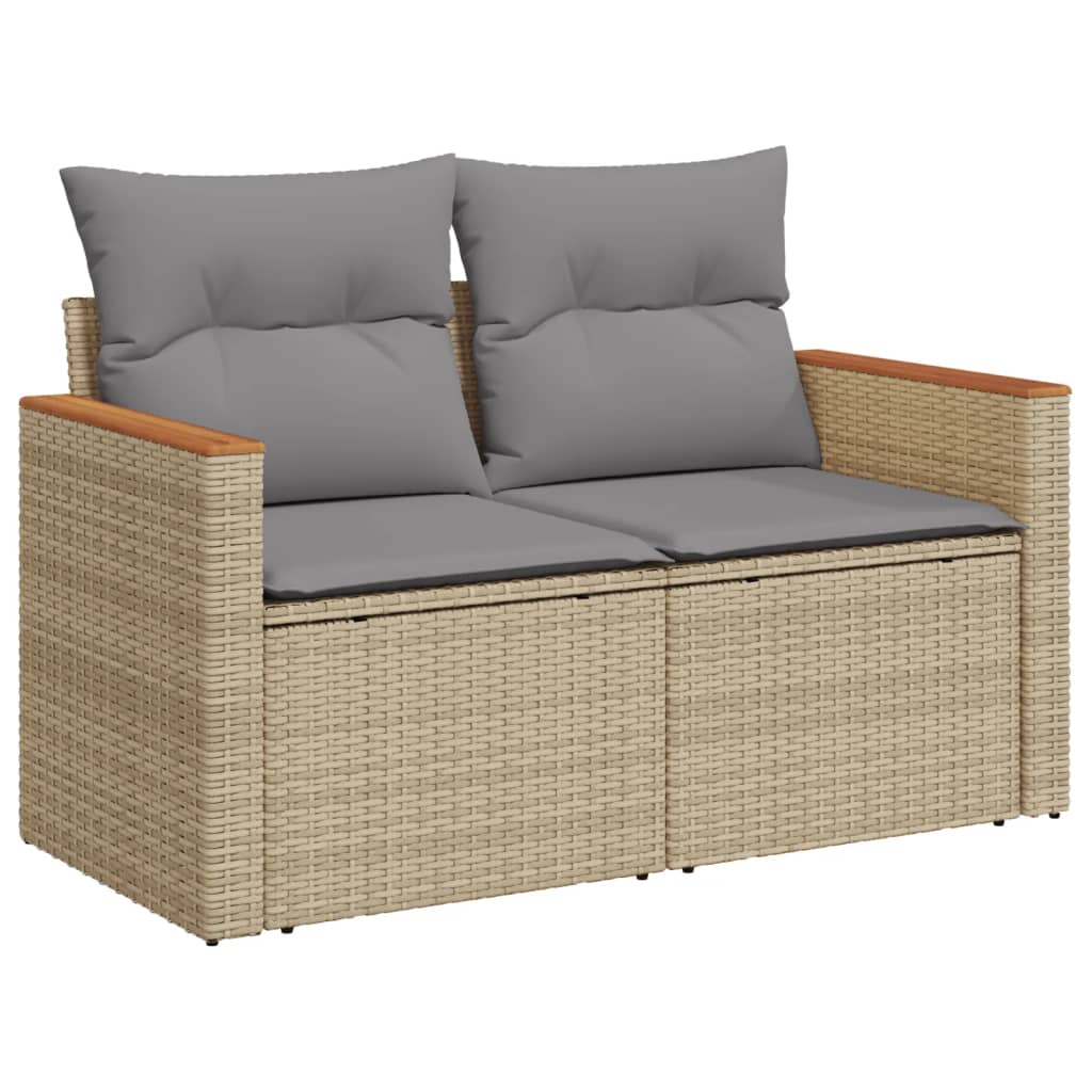 6-Tlg. Garten-Sofagarnitur Mit Kissen Beige Poly Rattan