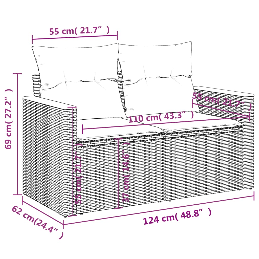 6-Tlg. Garten-Sofagarnitur Mit Kissen Beige Poly Rattan