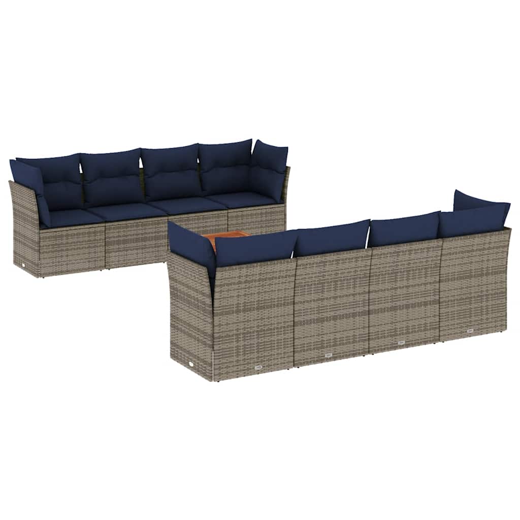 9-Tlg. Garten-Sofagarnitur Mit Kissen Poly Rattan