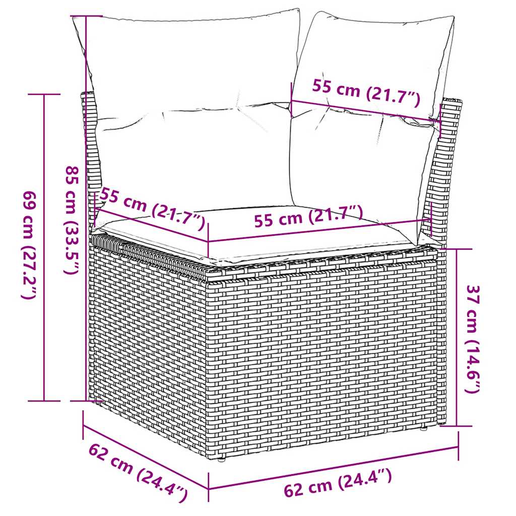 9-Tlg. Garten-Sofagarnitur Mit Kissen Poly Rattan
