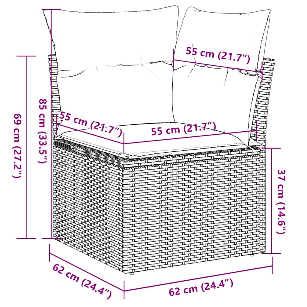 13-Tlg. Garten-Sofagarnitur Mit Kissen Poly Rattan