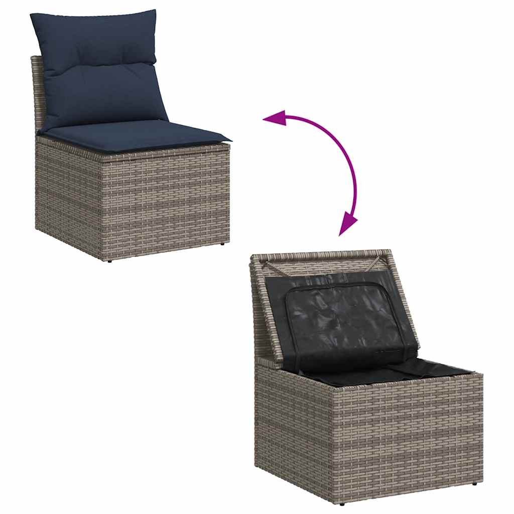 7-Tlg. Garten-Sofagarnitur Mit Kissen Poly Rattan