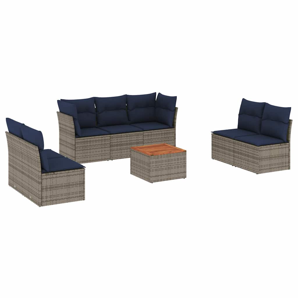 8-Tlg. Garten-Sofagarnitur Mit Kissen Poly Rattan