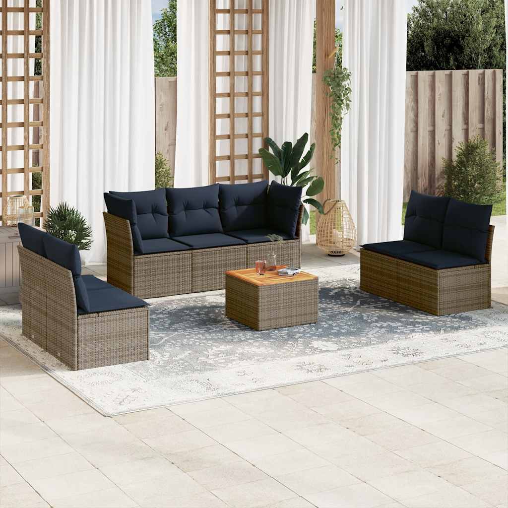 8-Tlg. Garten-Sofagarnitur Mit Kissen Poly Rattan