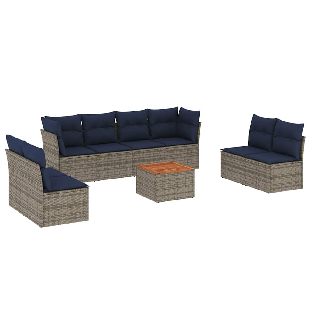 9-Tlg. Garten-Sofagarnitur Mit Kissen Poly Rattan