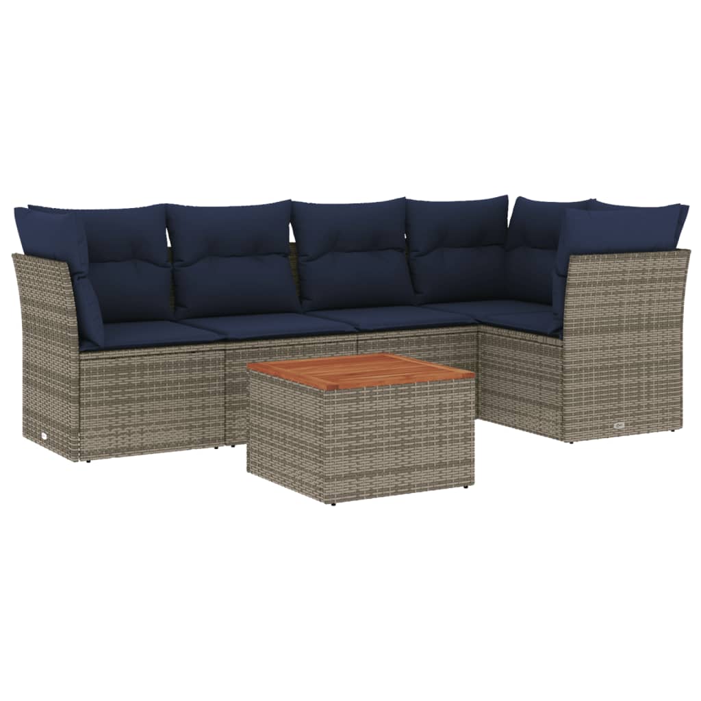 6-Tlg. Garten-Sofagarnitur Mit Kissen Poly Rattan
