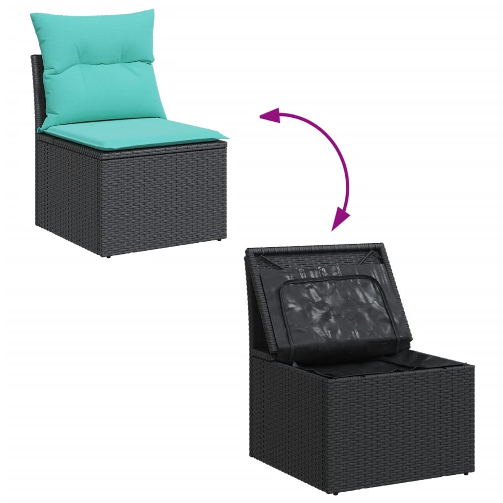 11-Tlg. Garten-Sofagarnitur Mit Kissen Poly Rattan
